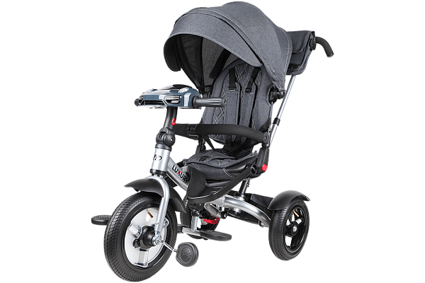 Детский трехколесный велосипед с ручкой Tech Team Luxury черный 400018