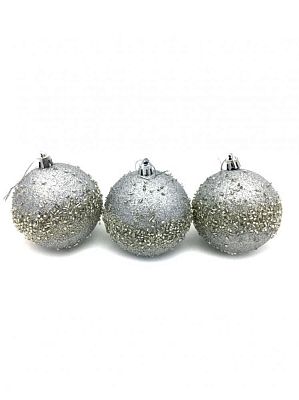 Набор шаров 8 см 3 шт серебряный SY18353-8003/S