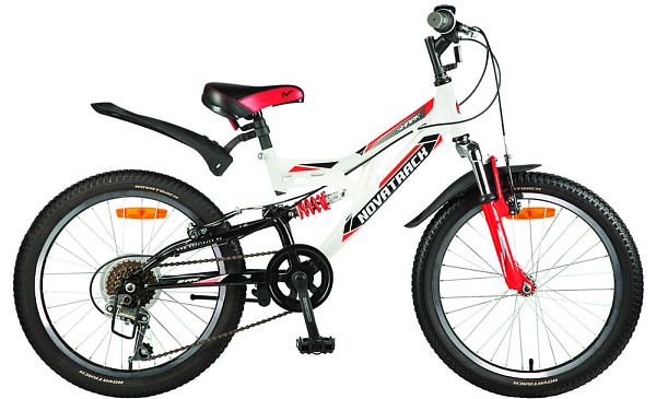 Велосипед горный двухподвес Novatrack SHARK 20"  6 ск. белый 20SS6V.SHARK.WT7 