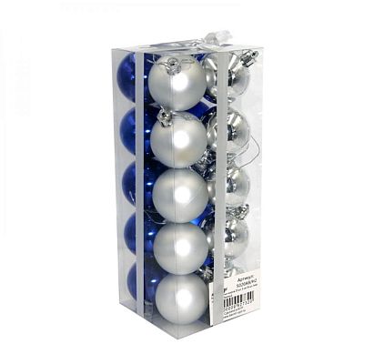 Набор шаров 5 см 20 шт синий, серебряный 5020AB/H2