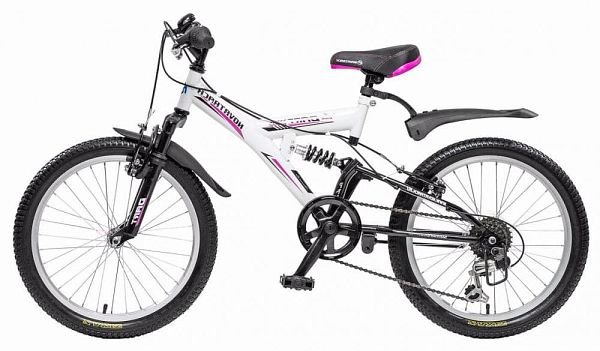 Велосипед горный двухподвес Novatrack DART 20"  6 ск. черно-белый 20SS6V.DART.WT5 