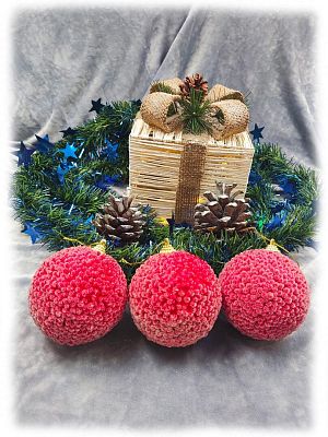 Набор шаров 8 см 3 шт красный 803-10