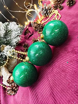 Набор шаров 8 см 3 шт зеленый Р-7483