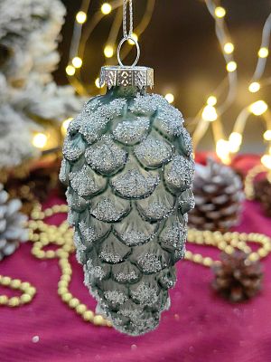 Елочная игрушка Шишка хвоя 9 см, стекло Merry Green MG24131
