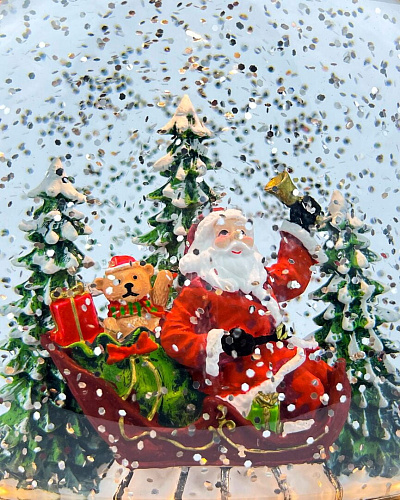 													Новогодний фонарик музыкальный Дед Мороз на санях 21 см Р-5045-3/Р-5045-A/К130-930 фото 3