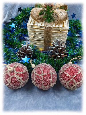 Набор шаров 8 см 3 шт красный 9111-5