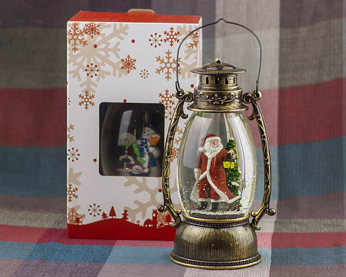 													Новогодний фонарик Винтажная лампа Дед Мороз 24 см К130-593 фото 2
