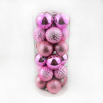 Набор шаров 6 см 24 шт розовый 60AGV24-H09P