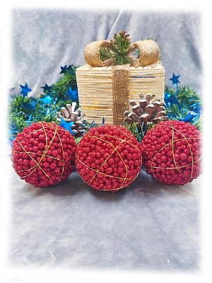 Набор шаров 8 см 3 шт красный 8-100