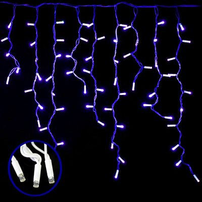 Светодиодная бахрома 2 м, синий 100 LED, , провод черный, K130-15E