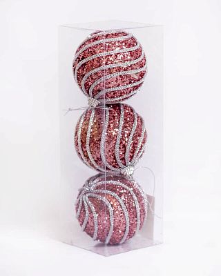 Набор шаров 8 см 3 шт розовый 9920394