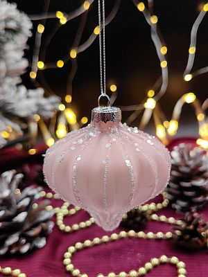 Шар жемчужно-розовый 8 см, стекло Merry Green MG24139