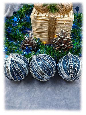 Набор шаров 8 см 3 шт синий 803-3