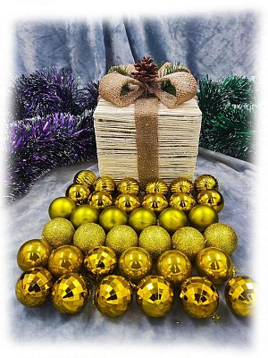 Набор шаров 3,5 см 36 шт золото AL-13-40