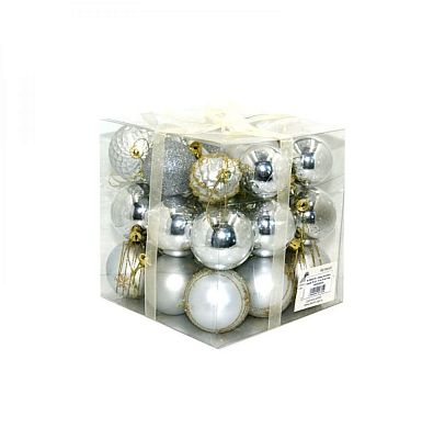 Набор шаров 6 см 30 шт серебряный M-360547/S
