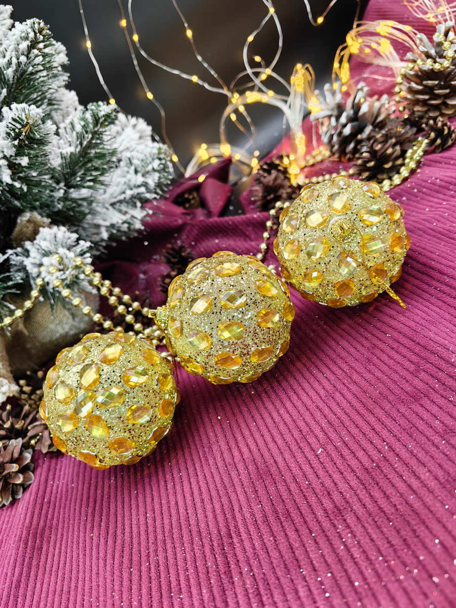 Набор шаров 8 см 3 шт золото 165727 фото 2 Набор шаров 8 см 3 шт золото 165727 фото 2