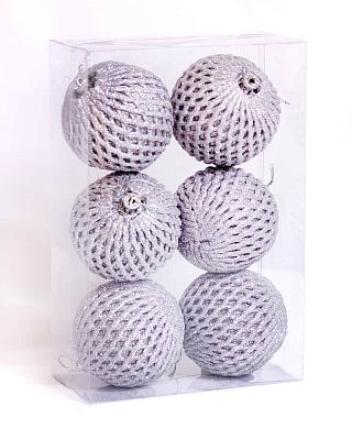 Набор шаров 8 см 6 шт серебряный SYPMQ-8006/S