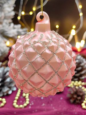 Шар жемчужно-розовый 8 см, стекло Merry Green MG24044