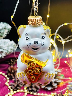 Елочная игрушка Мышка серебристый  см, стекло  // мышка BIG SILVER Елочная игрушка Мышка серебристый  см, стекло  // мышка BIG SILVER