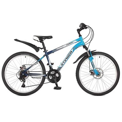 Велосипед горный Stinger Caiman D 24" 12,5" 18 ск. синий 24SHD.CAIMD.12BL7 