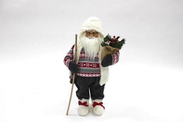 Дед Мороз  120 см белый, серый, красный 18201-48