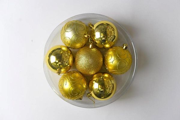 Набор шаров 8 см 7 шт золотой 80AGV07-362G