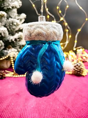 Елочная игрушка Варежка  синий 14 см Var/plas/BLU