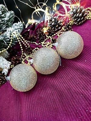 Набор шаров 8 см 3 шт шампанское WL9207-40