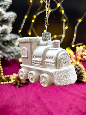 Елочная игрушка Паровозик  белый 6 см Par/plas/WHITE