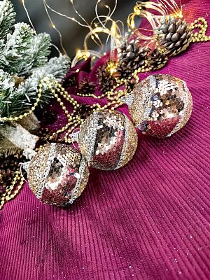 Набор шаров 8 см 3 шт шампанское WL9207-45