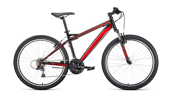 Велосипед горный FORWARD FLASH 26 1.2 S 26" 15" 21 ск. черный/красный RBKW1M16GS23 2021