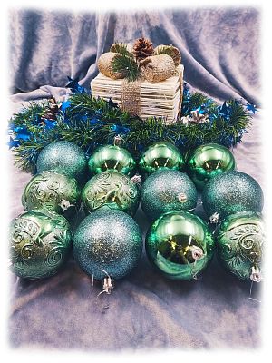 Набор шаров 8 см 12 шт хвоя Р-5111Hv