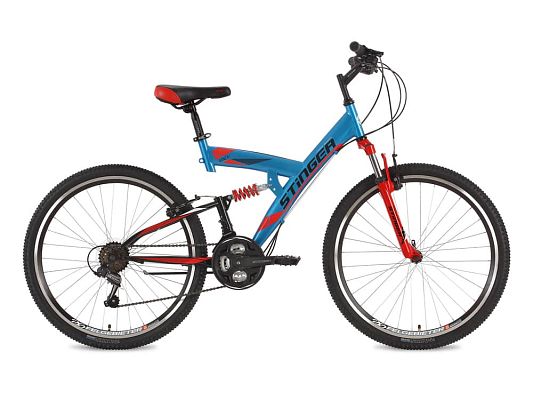 Велосипед горный двухподвес Stinger Banzai 26" 18" 18 ск. синий 26SFV.BANZAI.18BL7 