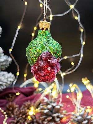 Елочная игрушка Виноград бордовый 7 см, стекло  // виноград BUR