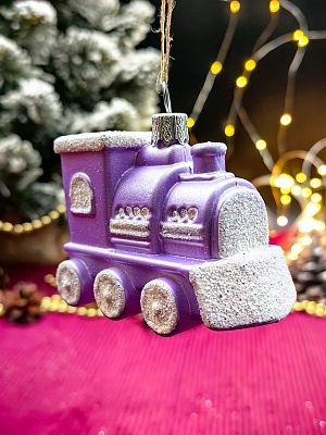 Елочная игрушка Паровозик  сиреневый 6 см Par/plas/LILAC