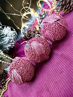 Набор шаров 8 см 3 шт розовый 10-69