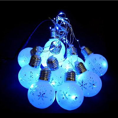 Светодиодная нить Роса 2,5 м 10 ламп под цоколь 27Е (90 LED) синий  K130-479