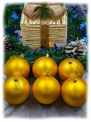 Набор шаров 8 см 6 шт золотой 80MP06-01G