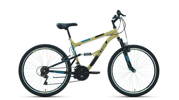 Велосипед горный ALTAIR MTB FS 26 1.0 26" 18" бежевый/черный RBKT1F16E007 2021 г.