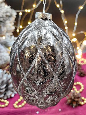 Шар прозрачный графит 9х14 см см, стекло Merry Green MG24102