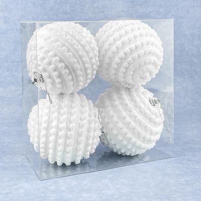 Набор шаров 8 см 4 шт белый 8-121