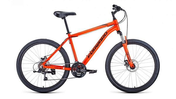 Велосипед горный FORWARD HARDI 26 2.0 disc 26" 17" 21 ск. оранжево-черный RBKW1M66Q028 2021