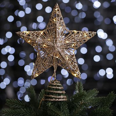 Макушка на елку 20х25 см шампань с гирляндой роса DX201-CH-02 Макушка на елку 20х25 см шампань с гирляндой роса DX201-CH-02