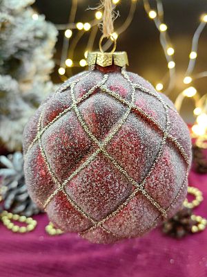 Шар бордово-розовый 10 см, стекло Merry Green MG24054