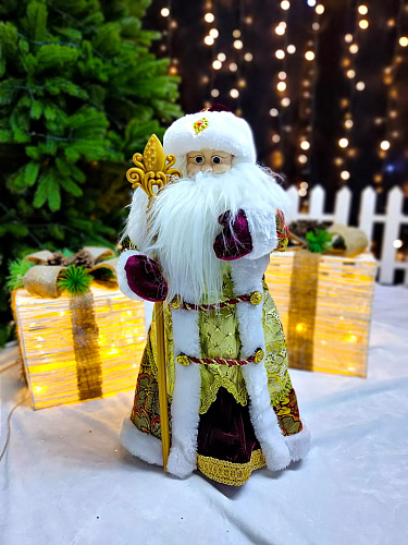 													Дед Мороз музыкальный, танцующий 45 см бордовый, золотой Р-5079-1 фото 2
