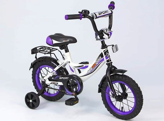 Велосипед детский MAXXPRO SPORT 12"  1 ск. бело-черно-фиолетовый Z12211 
