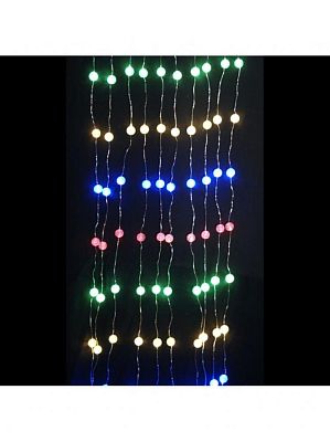 Светодиодная штора Роса 2x2 м, цветной (RGB) 200 LED, статичный, провод белый, К130-825