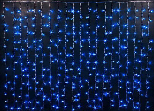 													Светодиодный занавес штора 2х1,5 м 300 LED синий K130-48