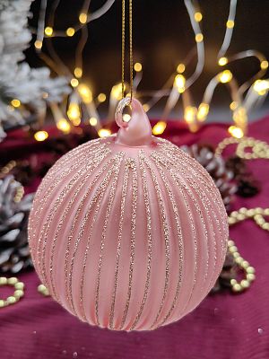 Шар жемчужно-розовый 10 см, стекло Merry Green MG24041