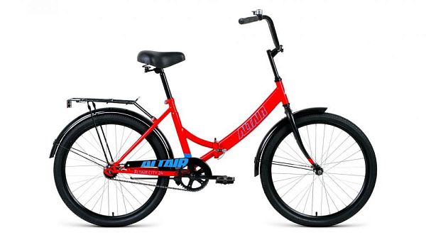 Велосипед городской складной ALTAIR City 24" 16" 1 ск. красный/голубой  2020
